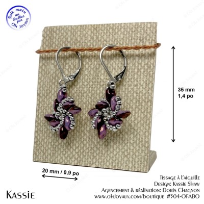 Boucles d'oreilles Kassie en bourgogne et argenté