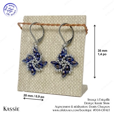 Boucles d'oreilles Kassie en marine et argenté