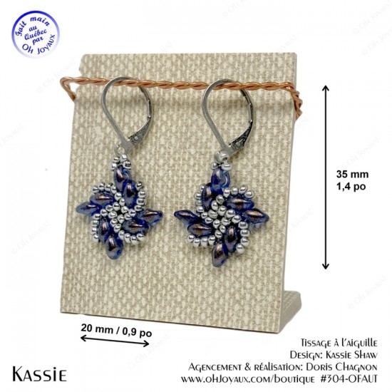 Boucles d'oreilles Kassie en marine et argenté