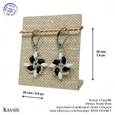 Boucles d'oreilles Kassie en noir, blanc et...