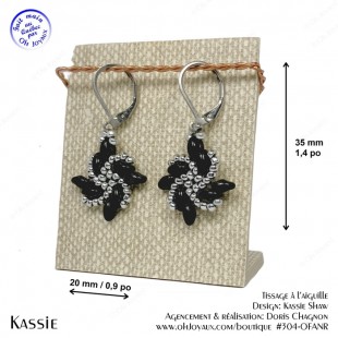 Boucles d'oreilles Kassie en noir et argenté