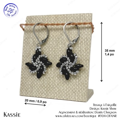 Boucles d'oreilles Kassie en noir et argenté