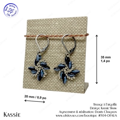 Boucles d'oreilles Kassie en noir, bleu et...