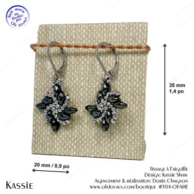 Boucles d'oreilles Kassie en hématite et argenté