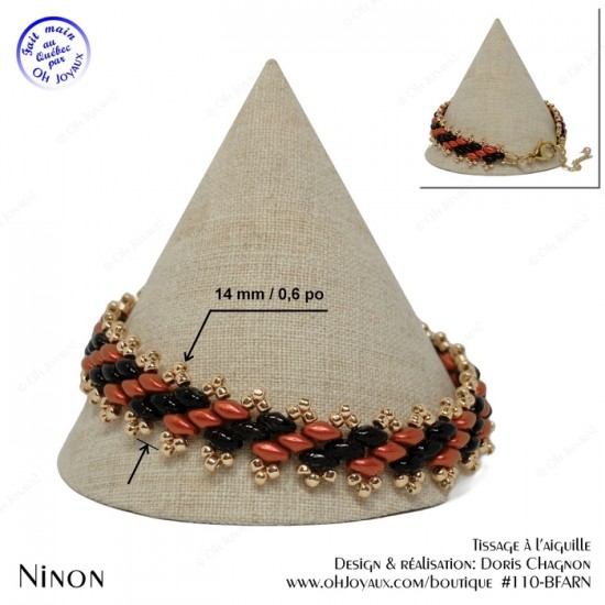Bracelet Ninon en noir, rouge et champagne