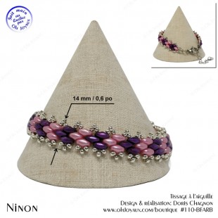 Bracelet Ninon en rose, bourgogne et argenté