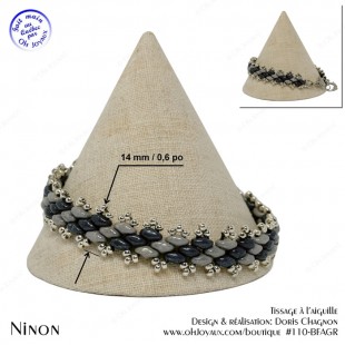 Bracelet Ninon en gris argenté et noir