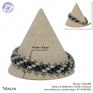 Bracelet Ninon en argenté et hématite