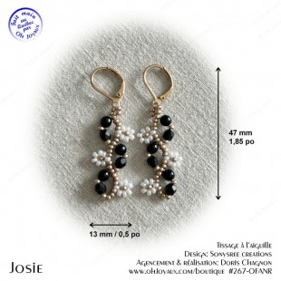 Boucles d'oreilles Josie en noir, blanc et...
