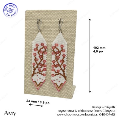 Boucles d'oreilles Amy en blanc et rose