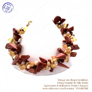 Bracelet Kumihimo 7 teintes de l'or au brun
