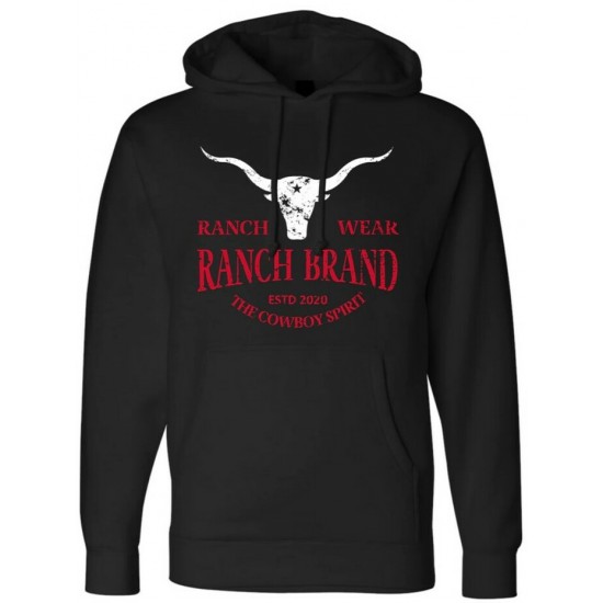 RANCH BRAND - Hoodie unisexe Longhorn noir rouge