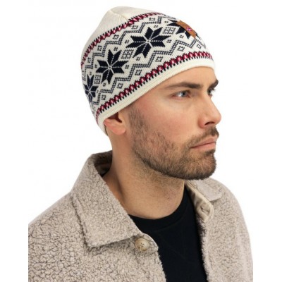 Dale of Norway - Bonnet en laine mérinos GARMISH - Blanc/rouge/navy