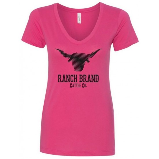 RANCH BRAND - T-shirt femme Cattle rose/noir