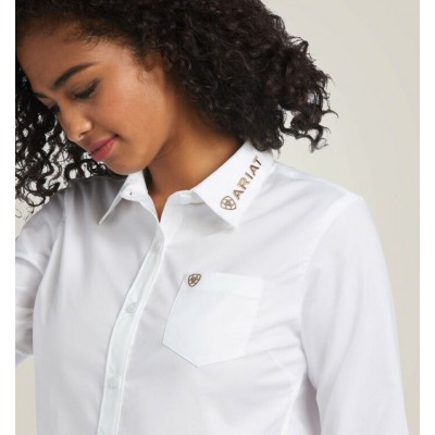 ARIAT - Chemise Team Kirby Stretch, blanc avec logo léopard