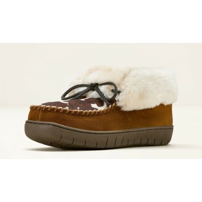 ARIAT - Pantoufles hautes, style moccasin - vache brune