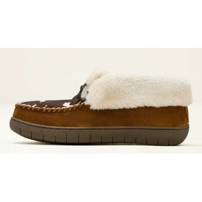 ARIAT - Pantoufles hautes, style moccasin - vache brune