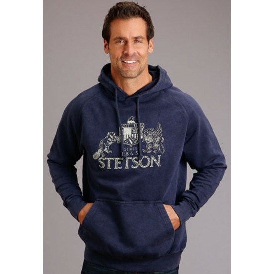 STETSON - Hoodie bleu marine avec emblème Stetson