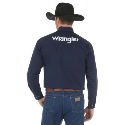 Wrangler® - Chemise à manches longues avec logo classique - Marine