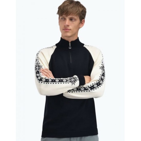 Dale of Norway - Chandail GEILO pour homme, laine mérino - Noir Blanc Cassé