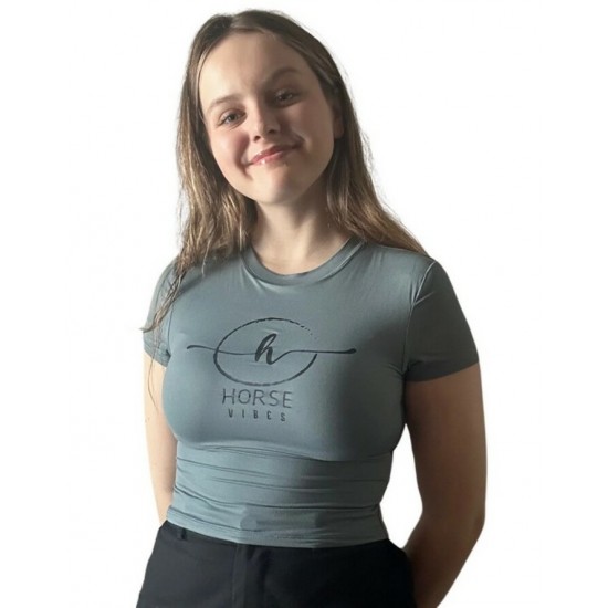 HORSE VIBES - T-Shirt court moulant - bleu 