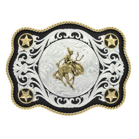 MONTANA SILVERSMITH - Boucle de ceinture Scalloped Sheridan Bronc Rider