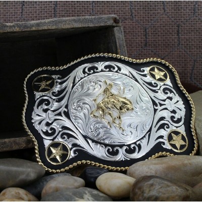 MONTANA SILVERSMITH - Boucle de ceinture Scalloped Sheridan Bronc Rider