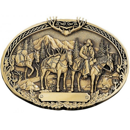 MONTANA SILVERSMITH - Boucle de ceinture Pack Horses and Rider Brass Heritage