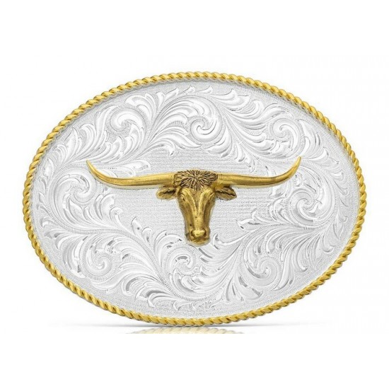 MONTANA SILVERSMITH - Boucle de ceinture Western Two-Tone Longhorn