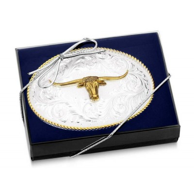 MONTANA SILVERSMITH - Boucle de ceinture Western Two-Tone Longhorn