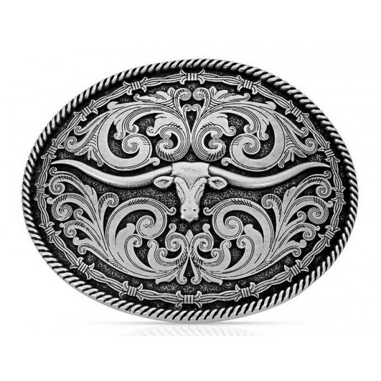 MONTANA SILVERSMITH - Boucle de ceinture Rope and Barbed Wire Longhorn
