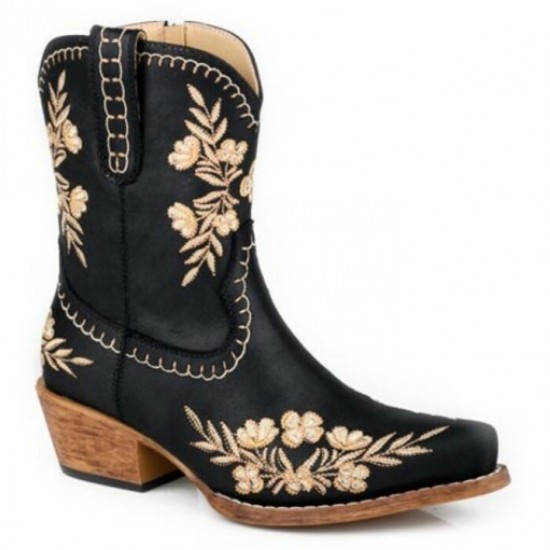 ROPER - Bottes Noir à Fleurs Tendance