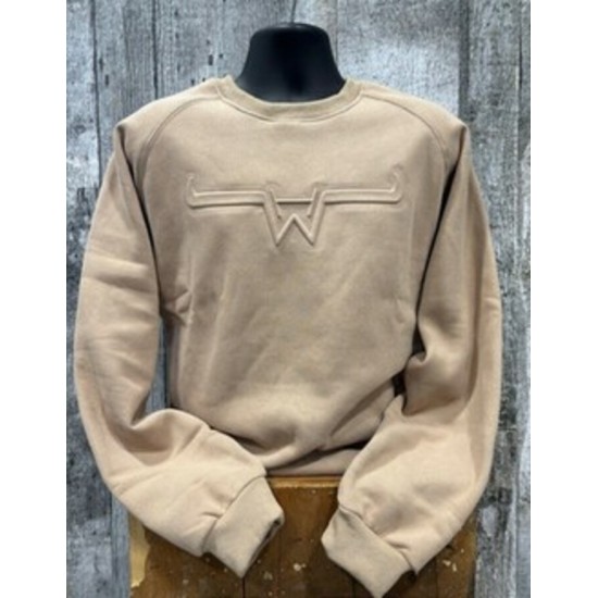 HOSTILE WESTERN - Pull Crew Neck Logo en Relief - Sandstone