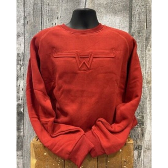 HOSTILE WESTERN - Pull Crew Neck Logo en Relief - Burnt Orange