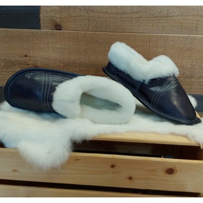 Bilodeau - Pantoufles en cuir et mouton pour femme...