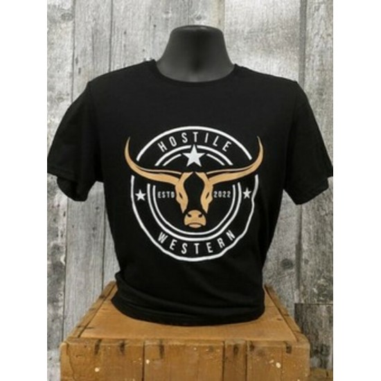 HOSTILE WESTERN - T-Shirt Noir Longhorn