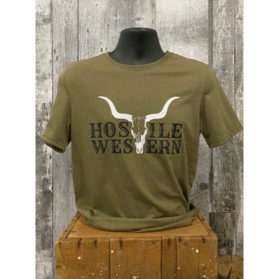 HOSTILE WESTERN - T-Shirt Longhorn Vert