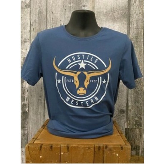 HOSTILE WESTERN - T-Shirt Bleu