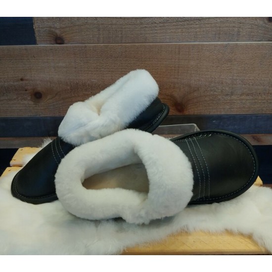 Bilodeau - Pantoufles en cuir et mouton pour homme...