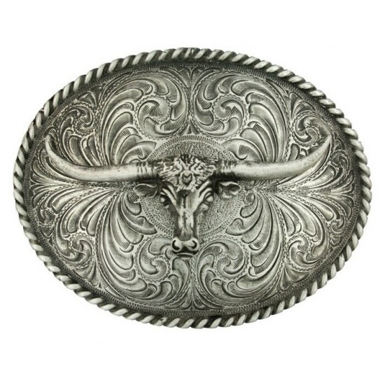 MONTANA SILVERSMITH - Boucle de ceinture Oval Longhorn Classic Antiqued