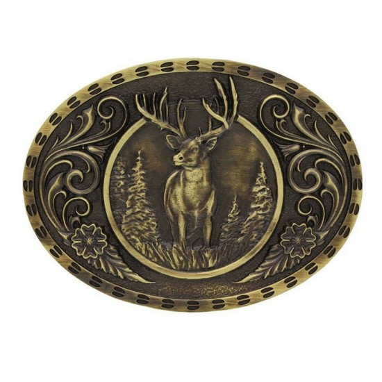 MONTANA SILVERSMITH - Boucle de ceinture Heritage Wild Stag Carved