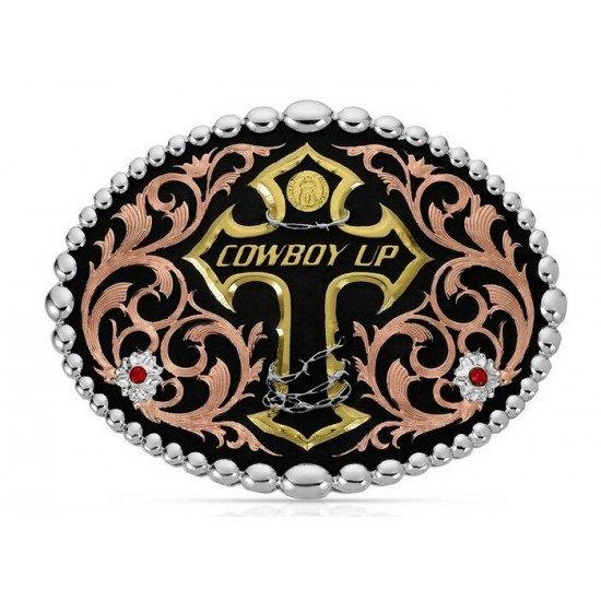 MONTANA SILVERSMITH - Boucle de ceinture Tri Color Cowboy Up