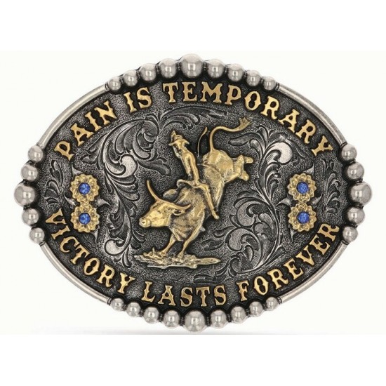MONTANA SILVERSMITH - Boucle de ceinture Pain Is Temporary Bull Riding