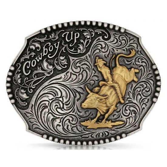 MONTANA SILVERSMITH - Boucle de ceinture Cowboy Up Bull Rider