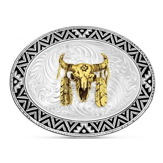 MONTANA SILVERSMITH - Boucle de ceinture Dancing Compass Buffalo