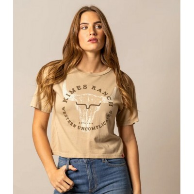 KIMES RANCH - T-Shirt Bison Skull Tan