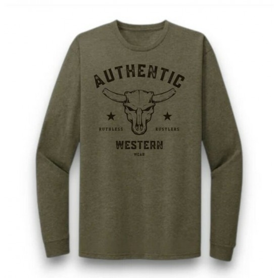 RUTHLESS RUSTLERS - T-Shirt Manches Longues Authentic - Vert Armée