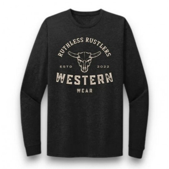RUTHLESS RUSTLERS - T-Shirt Manches Longues Western Wear - Noir