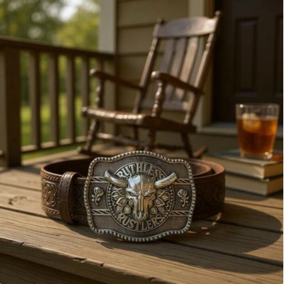 RUTHLESS RUSTLERS - Boucle de Ceinture Wild Rose - Argent Antique