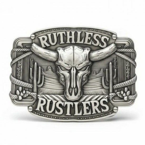 RUTHLESS RUSTLERS - Boucle de Ceinture Frontier Large - Argent Antique 